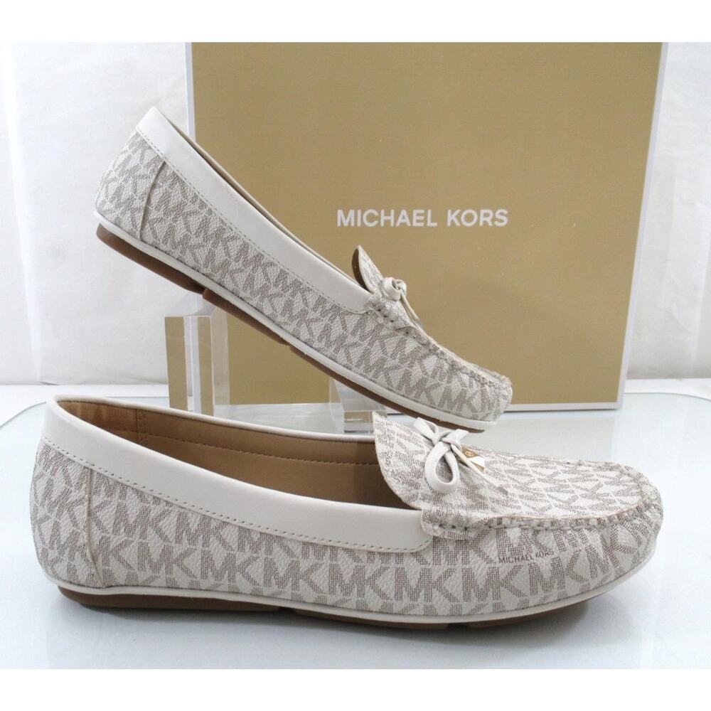 Michael Kors Juliette Moccasin Driver Flat Shoes MK Signature Vanilla Size 7.5 - Picture 3 of 7